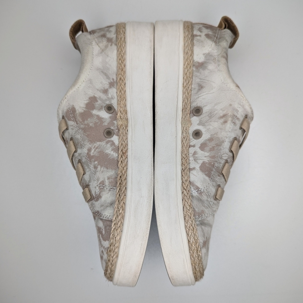 Spenco canvas sneakers slip on tan white Malibu tie-dye espadrilles size 8.5 - Picture 3 of 8